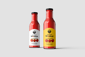 Glass Sauce Bottle PSD Mockup