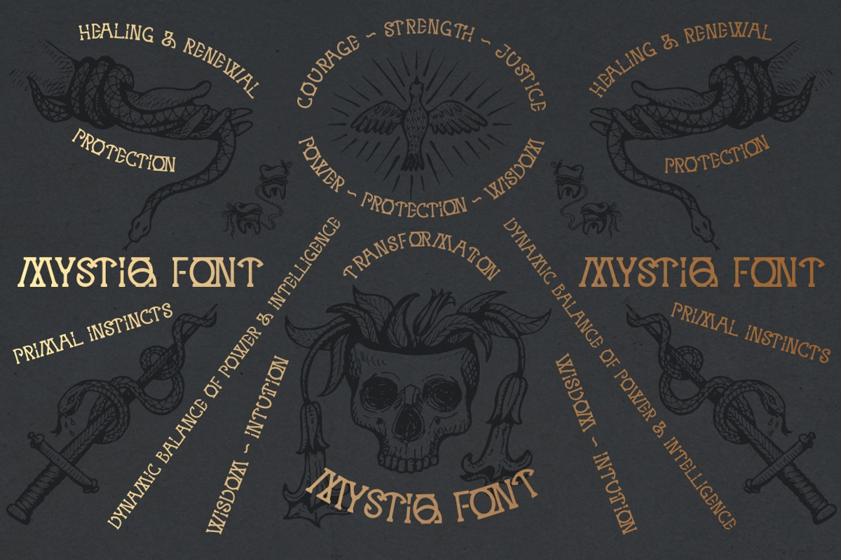 MYSTIQ mysterious display font, a Serif Font by Fat Hamster (Photo 5 of 16)
