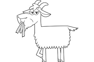 Outlined Funny Goat Character, an Illustration by HitToon