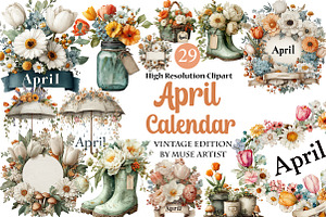 April Calendar Clipart, an Illustration by DreamArtGraphic