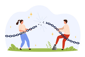 Breaking Chains Overcoming Barriers, a Person Illustration by Flashvector
