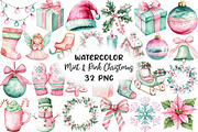 Mint & Pink Christmas Clipart, an Illustration by CraftArtStudio (Thumbnail 1 of 6)