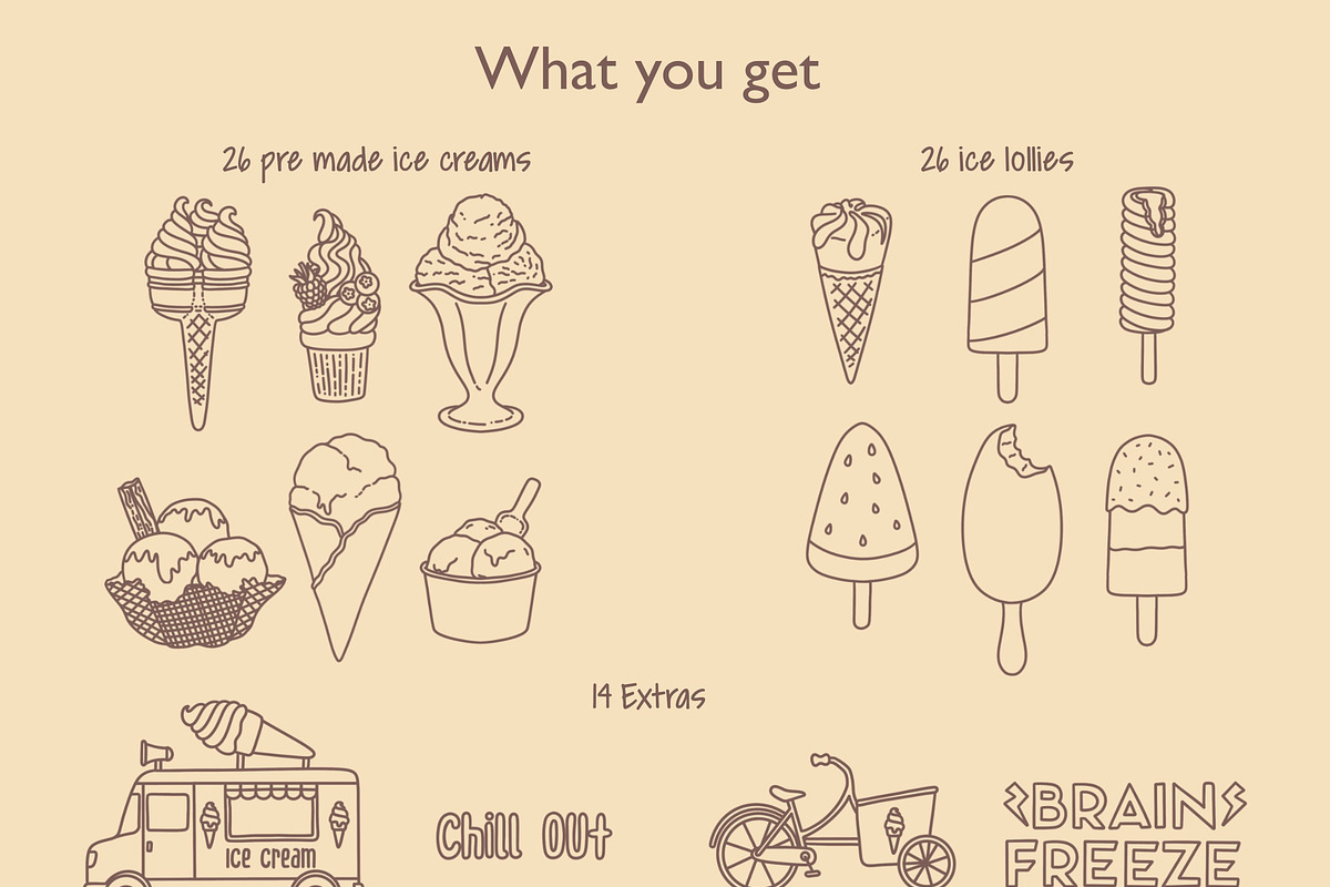 150+ Procreate Ice Cream Stamp Set, a Brush Add-On by SketchQueen (Photo 6 of 7)