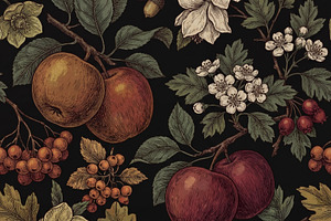 Vintage Botanical Pattern with Apple, a Decorative Illustration by Virgo Studio