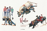 Rodeo Cowboys Watercolor Clipart, a Person Illustration by whiteheartdesign (Thumbnail 6 of 11)