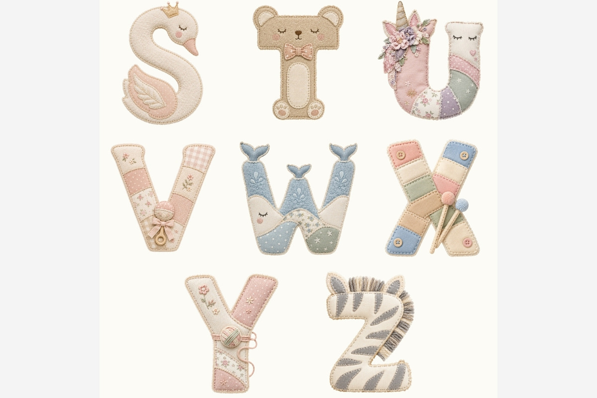 Soft Patchwork Baby Alphabet PNG, a Seasonal Illustration by Tanya Kart (Photo 4 of 6)