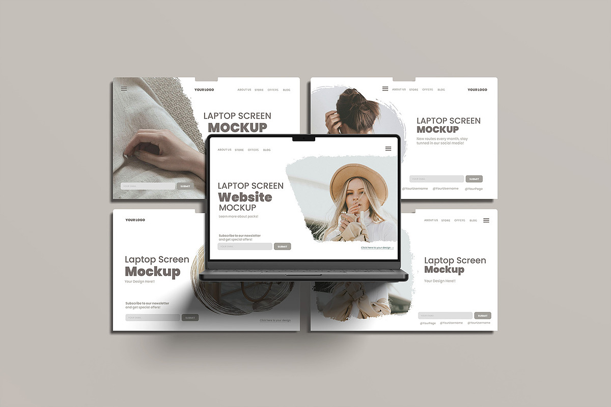 Laptop Screen Website Mockup, a Device Mockup by ZifaraDesign (Photo 3 of 5)