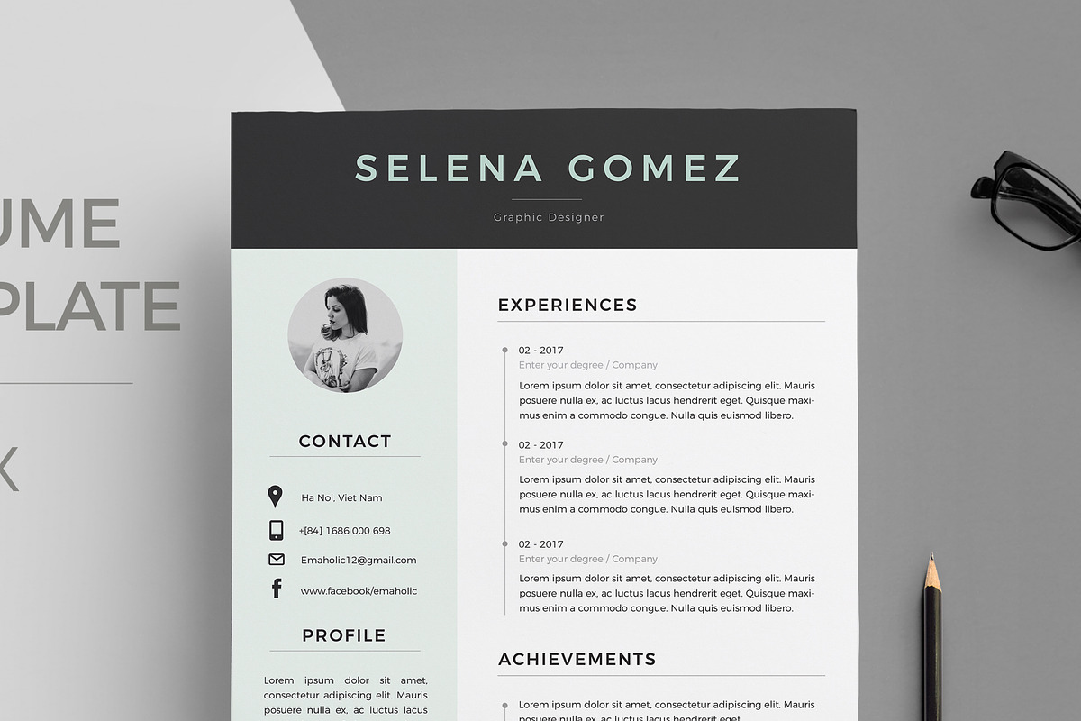 Elegant 1 page Resume Template, a Resume Template by Emaholic Template (Photo 5 of 5)