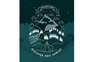 cute travel emblem, an Illustration by studiogstock