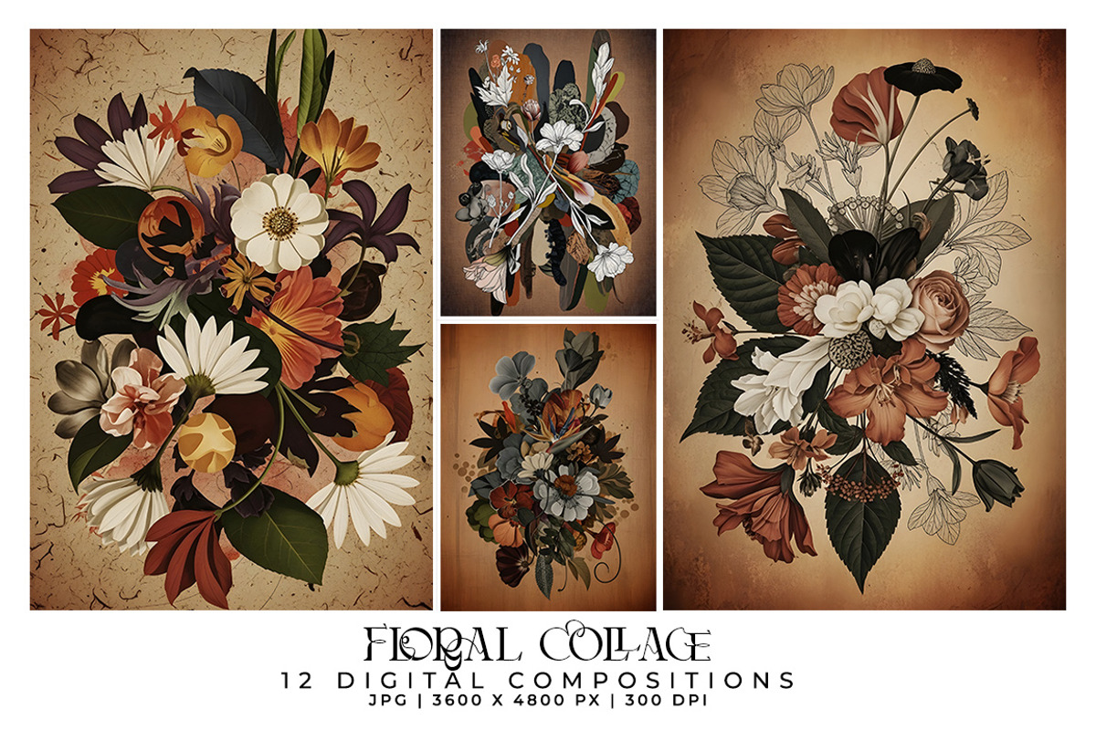 Floral Collage Compositions, a Decorative Illustration by Digital Art Creations (Photo 1 of 6)