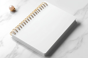 Blank spiral notebook on marble back, a Background Photo by Pixeness Studio