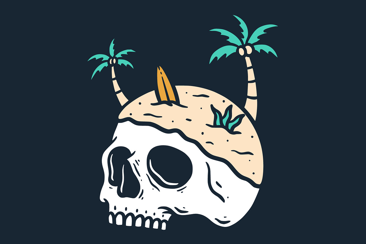 Vintage Beach Skull Illustration, an Object Illustration by Decoconio Design (Photo 3 of 3)