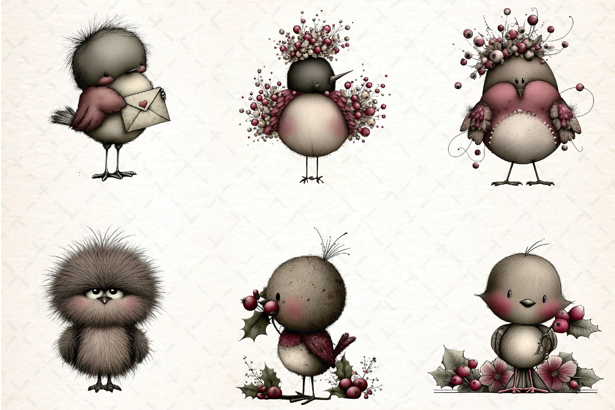 Whimsical Robin Bird Clipart, an Illustration by DreamCafeArt (Photo 3 of 7)