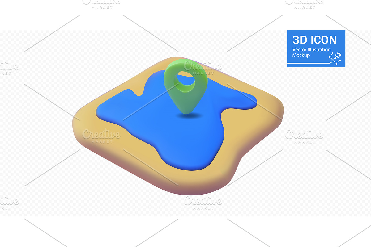 3D vector illustration of a map icon, an Illustration by ZinetroN