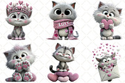 Whimsical Valentine Cat Clipart, an Illustration by Black Bird Studio (Thumbnail 6 of 6)