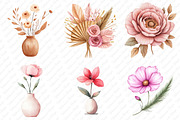 Boho Mother's Day Flowers Clipart, an Illustration by Watercolor design (Thumbnail 4 of 13)