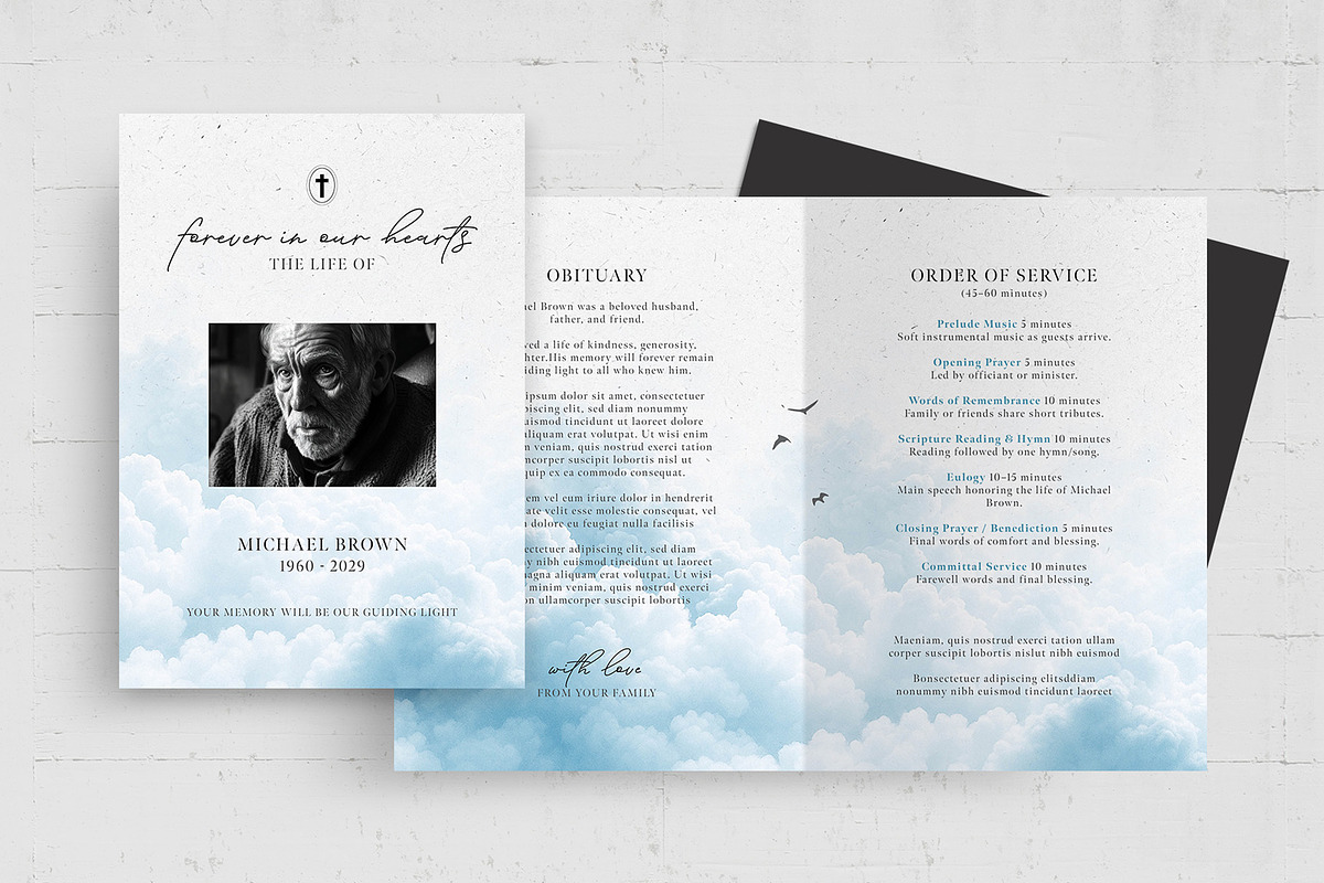 Blue Sky Funeral Program Template, a Flyer Template by BrandPacks (Photo 5 of 5)