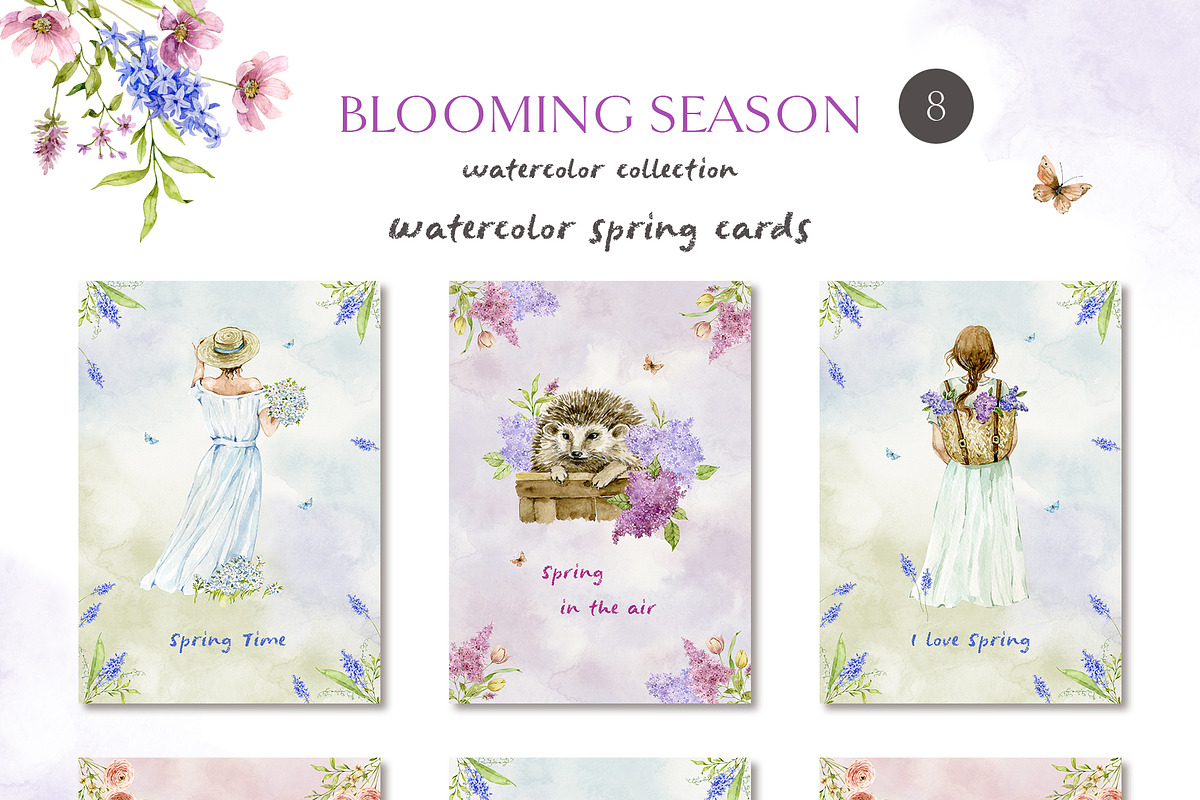 BLOOMING SEASON watercolor clipart, a Seasonal Illustration by long summer (Photo 5 of 15)