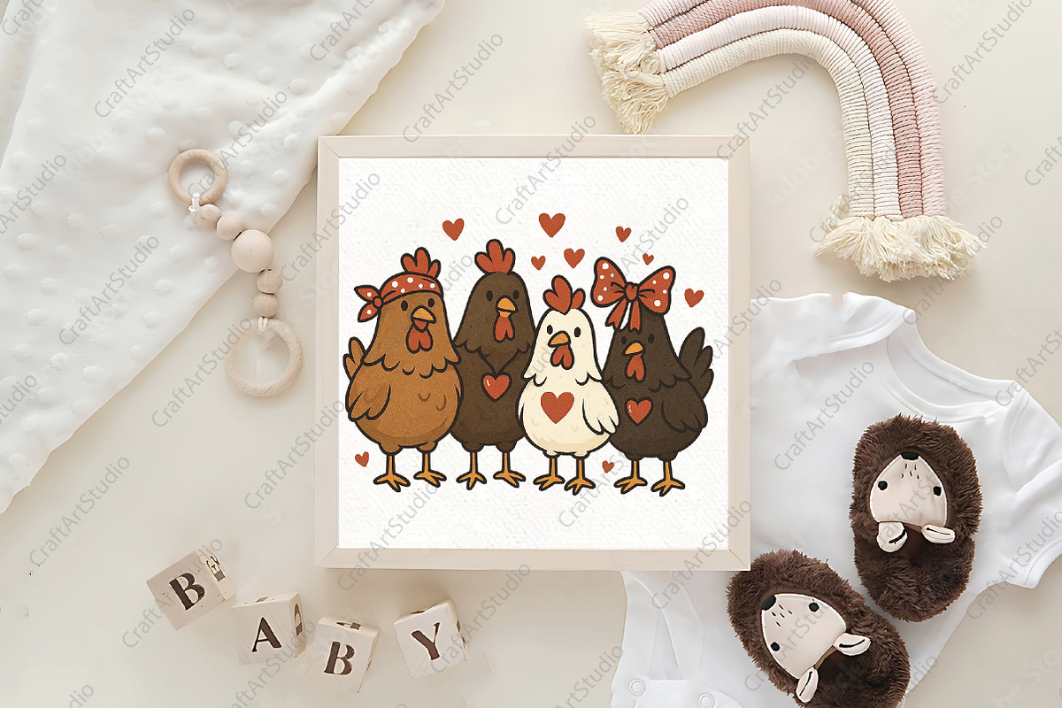 Cute Valentine Chicken Sublimation, an Illustration by CraftArtStudio (Photo 4 of 4)