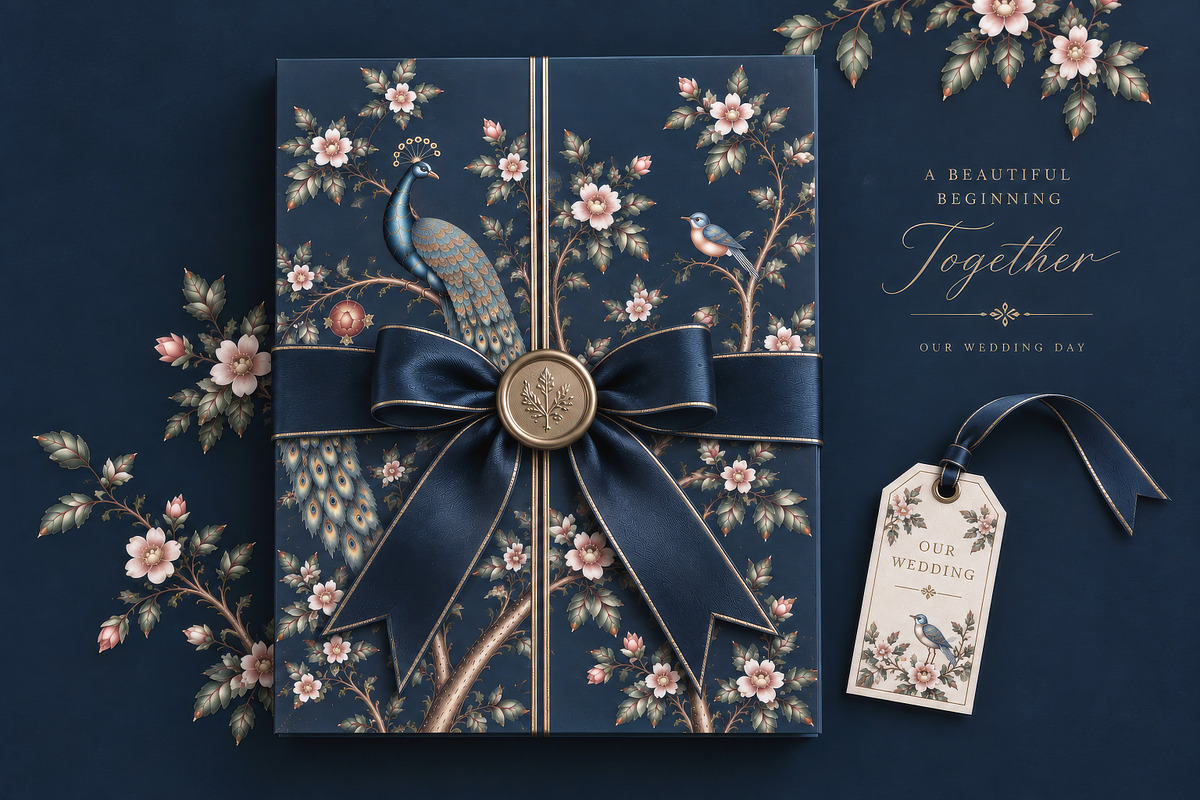Navy Blue Chinoiserie Wall Mural, a Wallpaper Graphic by by creative paper (Photo 19 of 20)