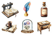 Antique Writer Clipart, an Illustration by CreationArt (Thumbnail 2 of 5)