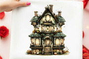 Whimsical Halloween House Clipart, an Illustration by designcity5 (Thumbnail 3 of 5)