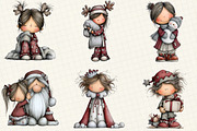 Christmas Little Girl Clipart, an Illustration by DreamCafeArt (Thumbnail 5 of 8)