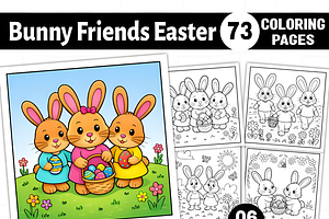Bunny Friends Easter Coloring Book, a Seasonal Illustration by Ink Gallery