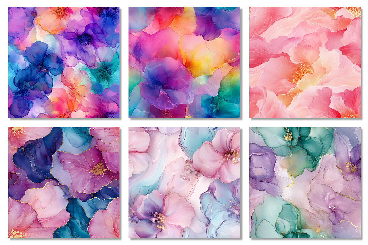 Floral Marble Alcohol Ink Paper, a Texture Graphic by Dream Creation (Photo 3 of 7)