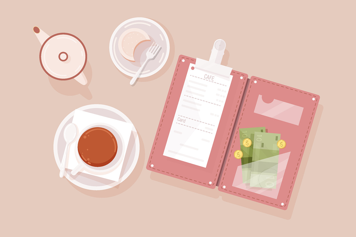 Cafe bill or check illustration, a Food Illustration by Good Studio (Photo 2 of 3)