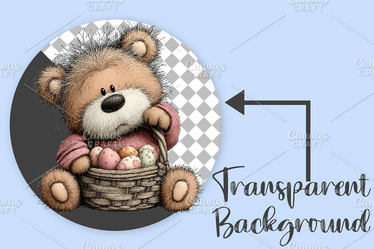 Whimsical Easter Teddy Bear Clipart, an Illustration by Canvas Craft (Photo 2 of 7)