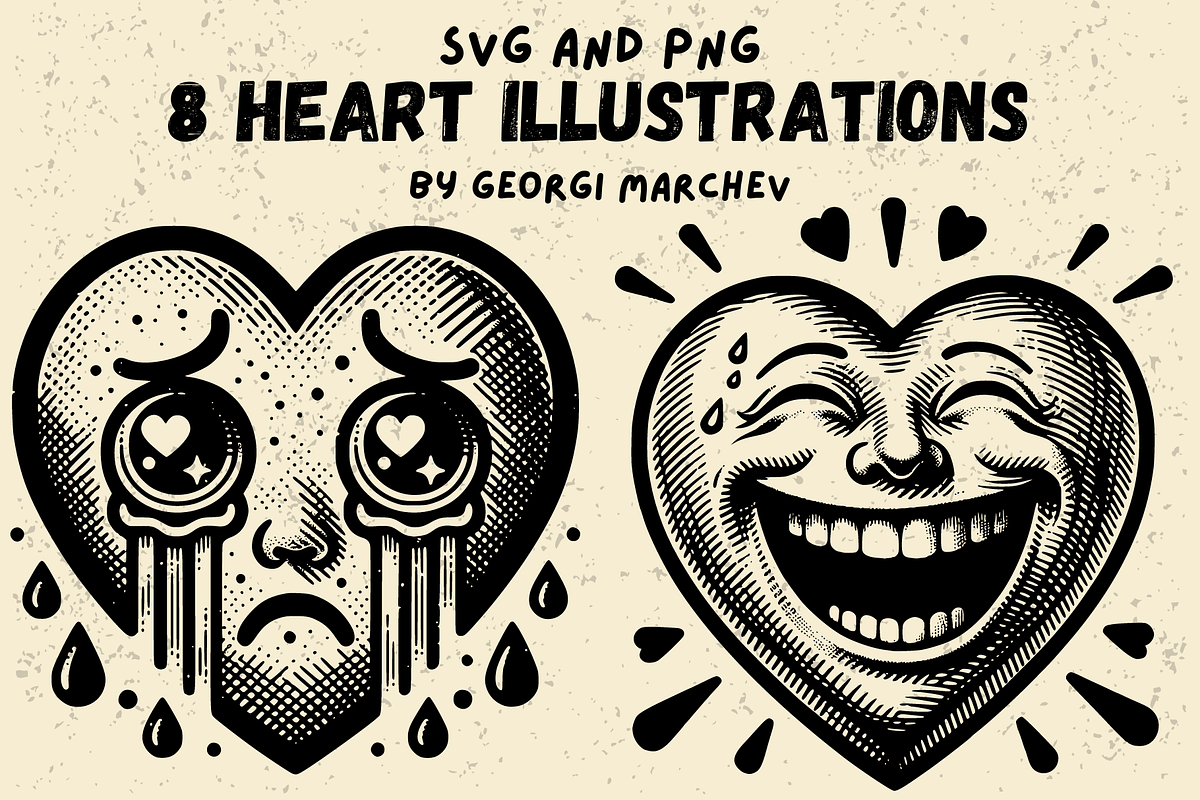Emotional Heart Illustrations Bundle, a Decorative Illustration by Ray Crimson