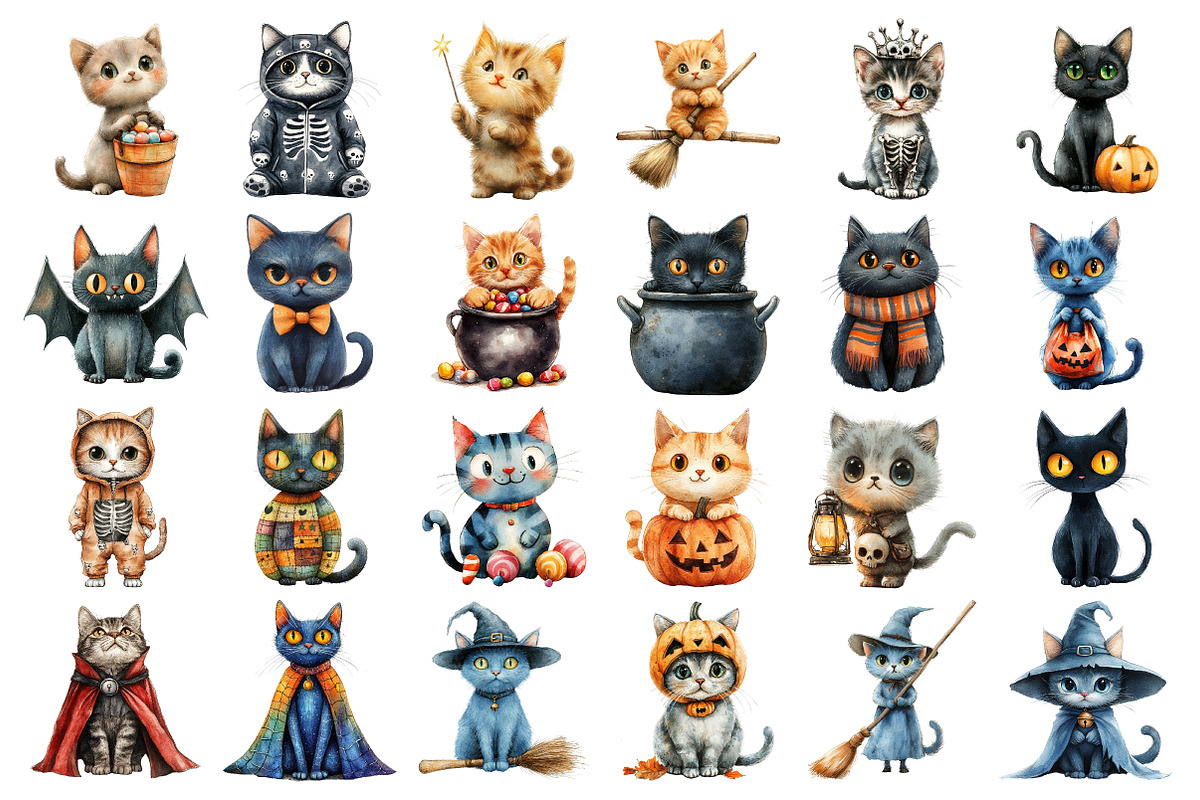 Quirky Halloween Cat Clipart, an Illustration by Daily.Designs (Photo 2 of 2)