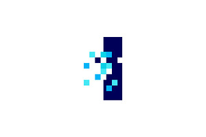 i letter pixel mark digital 8 bit, a Branding & Logo Template by VASTARD STUDIO