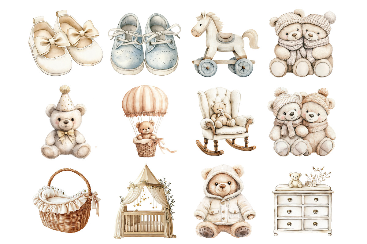 Watercolor Boho Baby boy Clothes Cli, a Seasonal Illustration by Design Market (Photo 3 of 7)