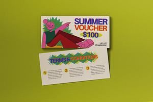 Beige Riso Print Summer Sale Voucher, a Card Template by graphicook