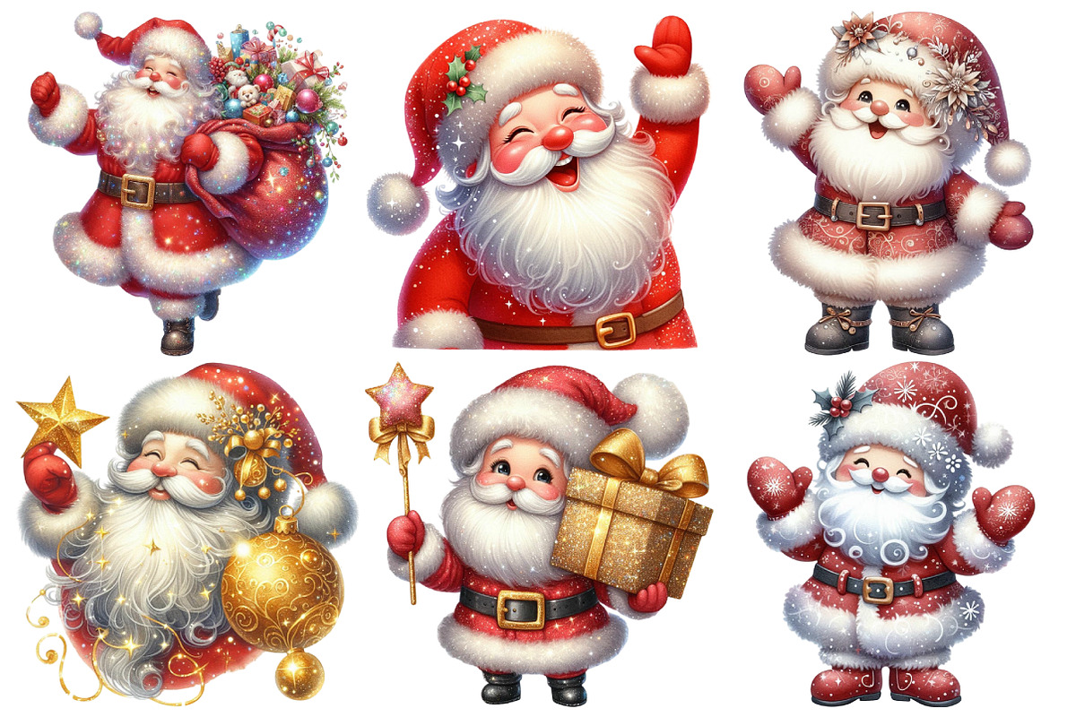 Glitter Christmas Santa Claus, an Illustration by Pixels.Craft (Photo 2 of 7)