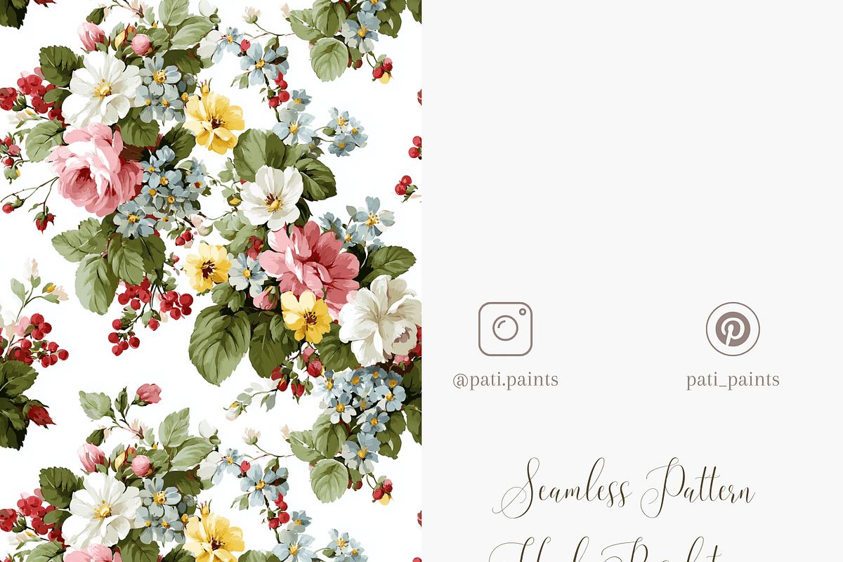 Vintage Floral Seamless Pattern, a Pattern Graphic by Pati Charm Studio (Photo 5 of 6)
