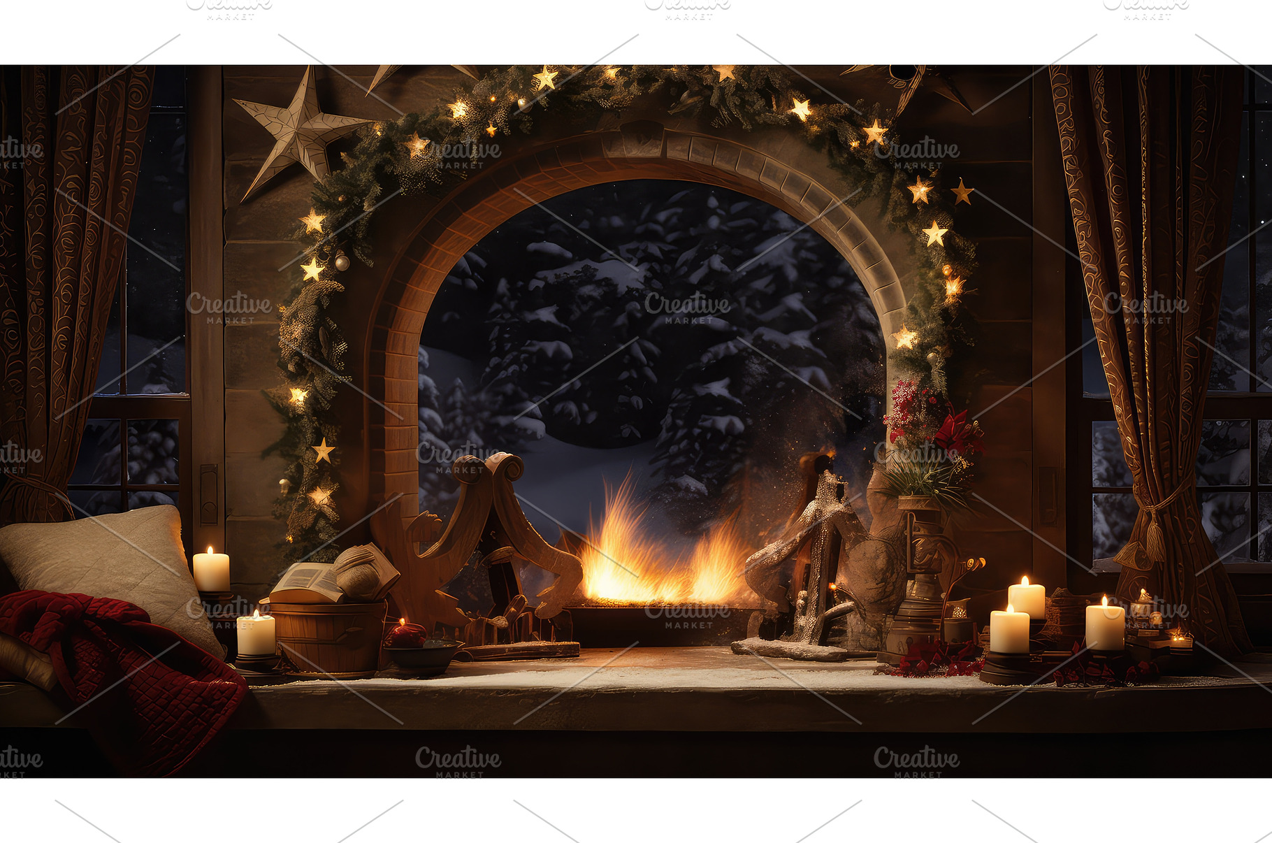 festive holiday stars background ai, a Holiday Photo by pikepicture