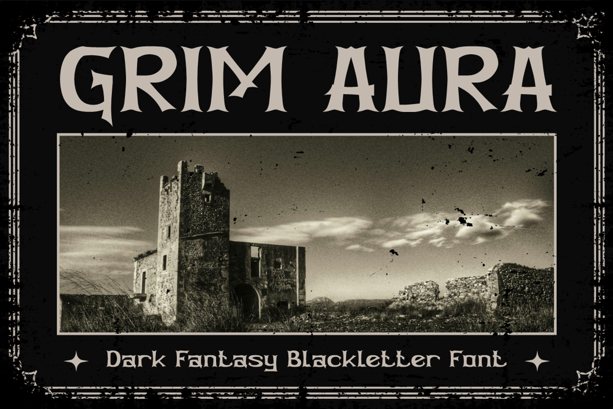Grim Aura Dark Fantasy Blackletter, a Font by PutraCetol Studio (Photo 1 of 5)
