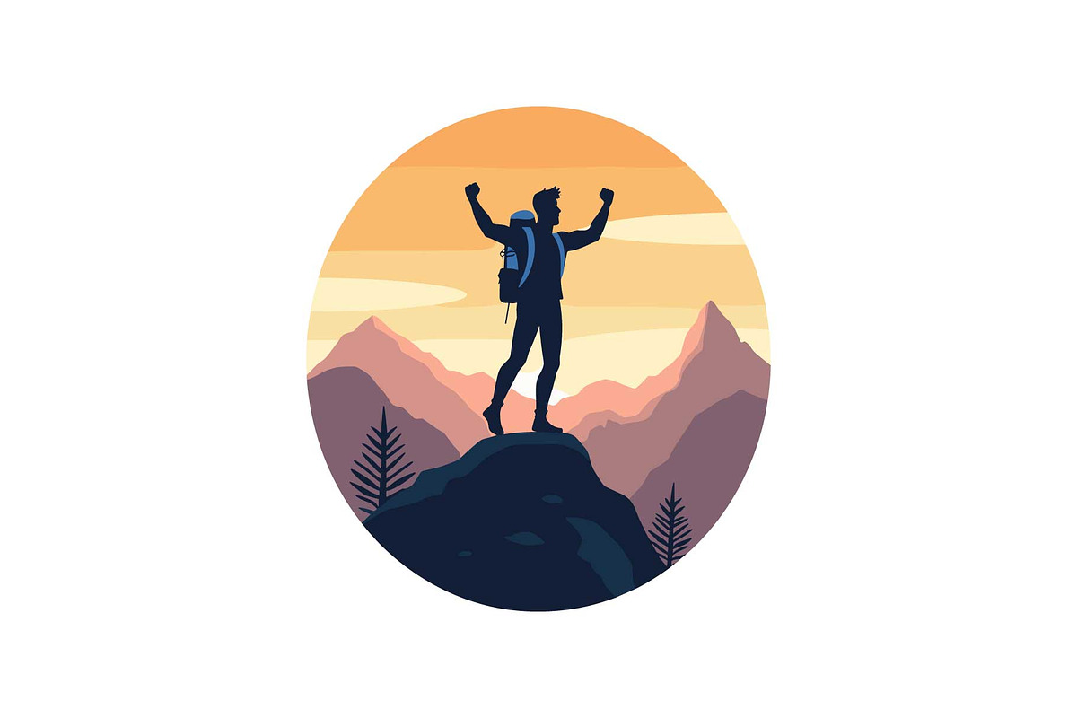 Sunset Hiking Silhouette  Bundle, an Object Graphic by yasushie (Photo 5 of 16)