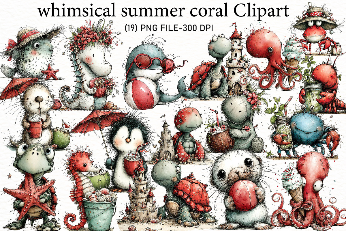 whimsical summer Animals Clipart, an Illustration by Designworld (Photo 1 of 4)