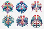 Valentine Damask Love Birds Clipart, an Illustration by Designworld (Thumbnail 3 of 4)