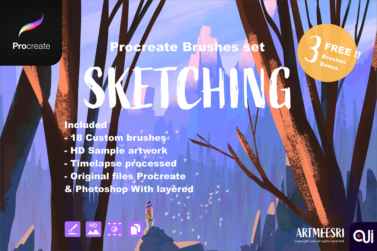 Procreate Brushes set : Sketching, a Brush Add-On by Artmeesri (Photo 1 of 5)