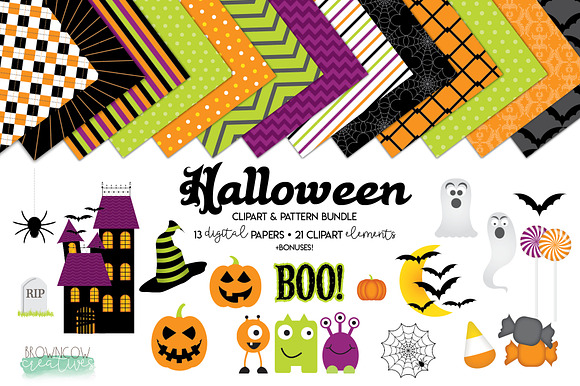 Halloween Clipart and Digital Paper preview 3