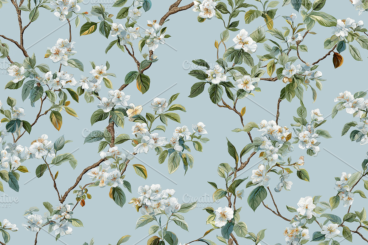 Seamless pattern, seamless pattern with blossoming tree branches, a Pattern Graphic by Studio ANNA