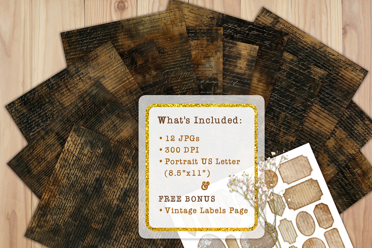 Distressed Dark Antique Script Paper, a Background Graphic by V Design Creator (Photo 7 of 12)