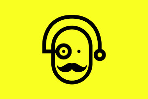 old man mustache cute circle logo, a Branding & Logo Template by devastd