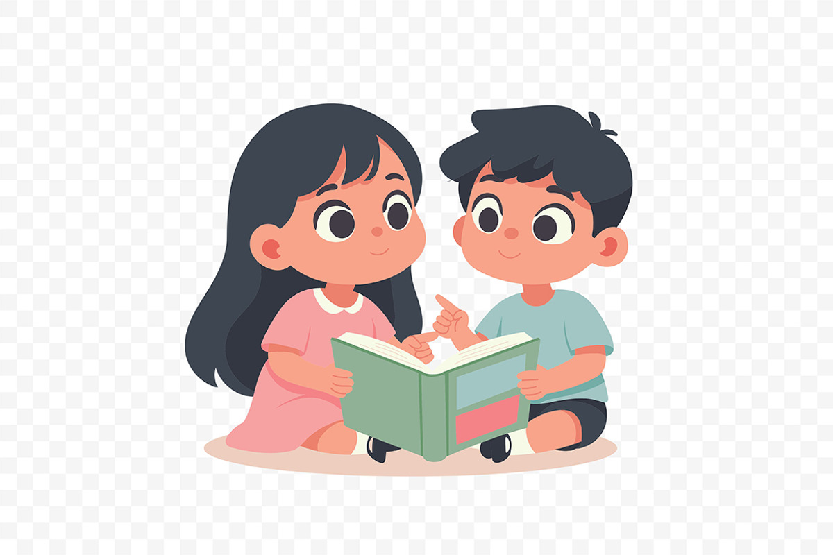 Boy Girl Study Time Illustration, a Person Illustration by Partikusi Design (Photo 3 of 3)