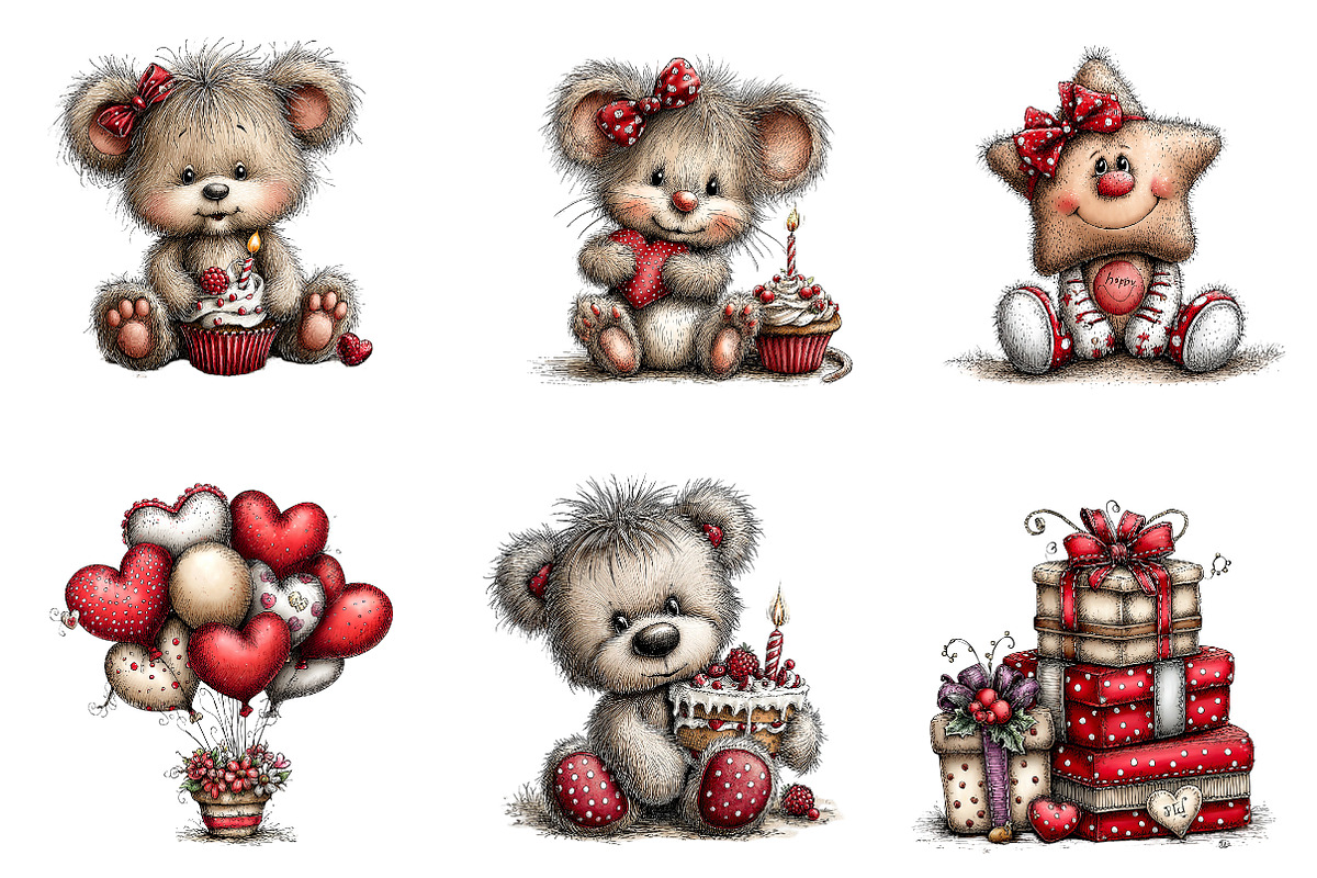 Whimsical Birthday Clipart Birthday, an Illustration by CreationArt (Photo 3 of 6)